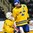 GRAND FORKS, NORTH DAKOTA - APRIL 23: Sweden's Jacob Cederholm #3 and Filip Gustavsson #1 have words in the third period in a game against Canada during semifinal round action at the 2016 IIHF Ice Hockey U18 World Championship. (Photo by Matt Zambonin/HHOF-IIHF Images)

